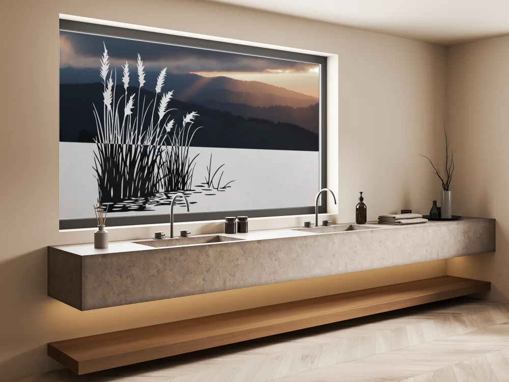 Sichtschutzfolie Schilfgras am Seeufer