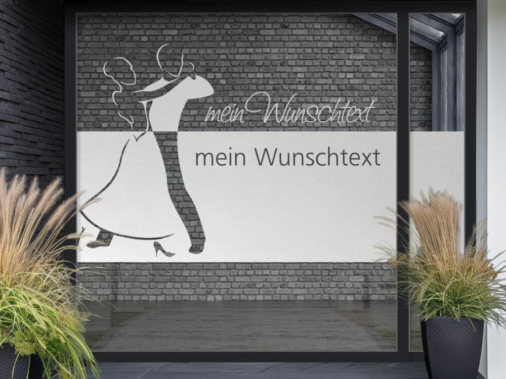 Sichtschutzfolie mit Wunschtext für Tanzschule