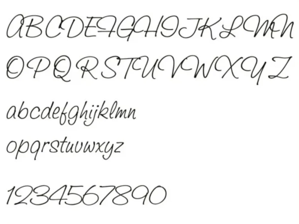 Sichtschutzfolie mit Wunschtext für Tanzschule - Ansicht Alphabet 1.Zeile