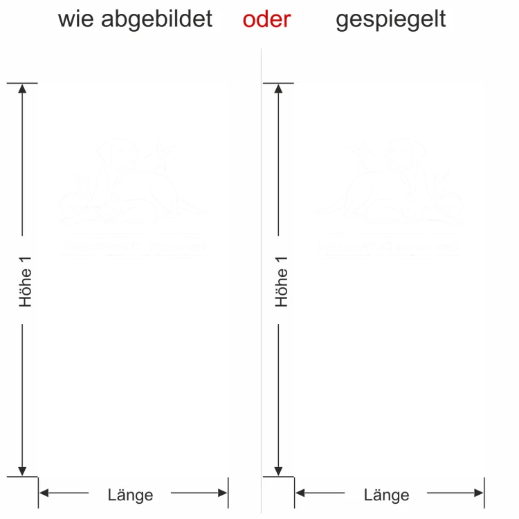 Sichtschutzfolie für die Tierarztpraxis - Ansicht Ausrichtung und Farbauswahl