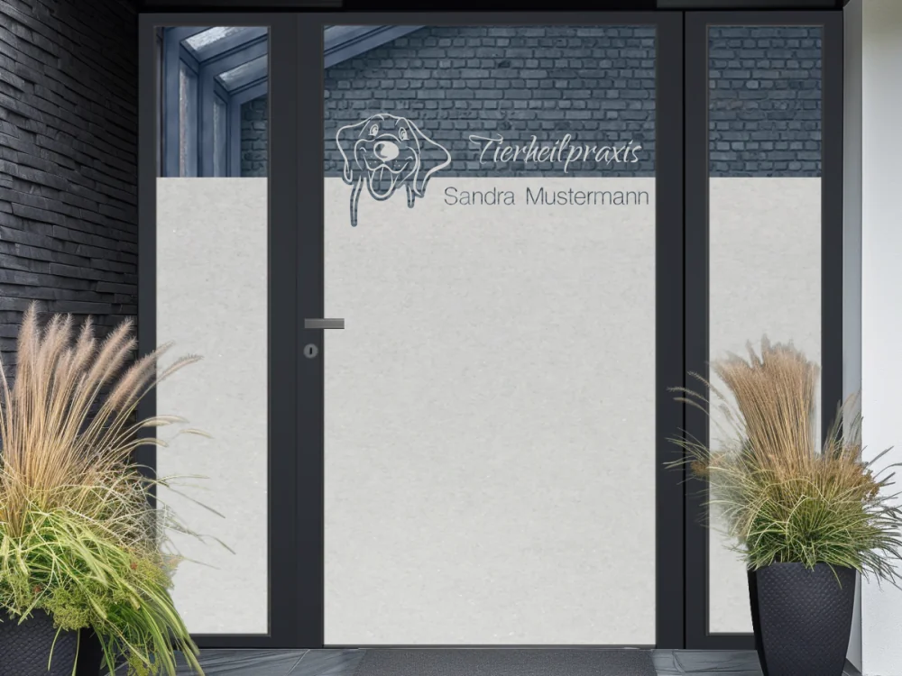 Sichtschutzfolie mit Wunschtext für Tierarzt