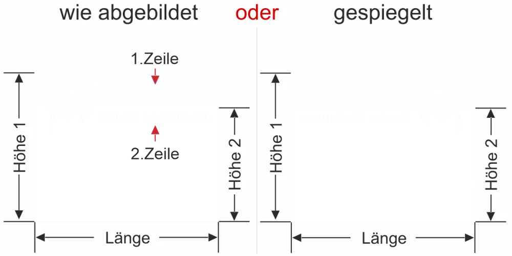Sichtschutzfolie mit Wunschtext für Tierarzt - Ansicht Ausrichtung mit Farbauswahl Vorschlag 1