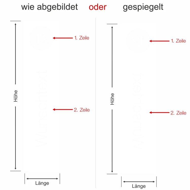 Sichtschutzfolie Wunschtext für Eingangstür - Ansicht Farbauswahl