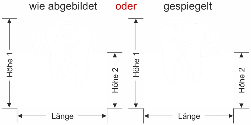 Selbstklebende Sichtschutzfolie für die Zahnarztpraxis - Ansicht Ausrichtung mit Farbauswahl Vorschlag 1