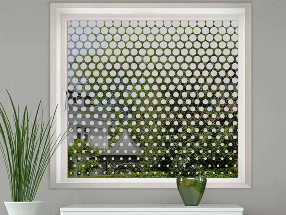 Fensterfolie Verlauf mit Kreisen von oben nach unten