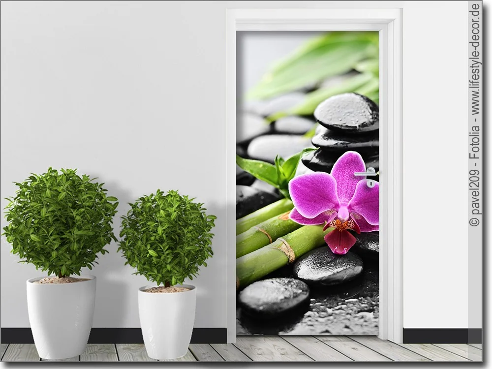 Fotofolie für Tür mit Wellness Orchidee