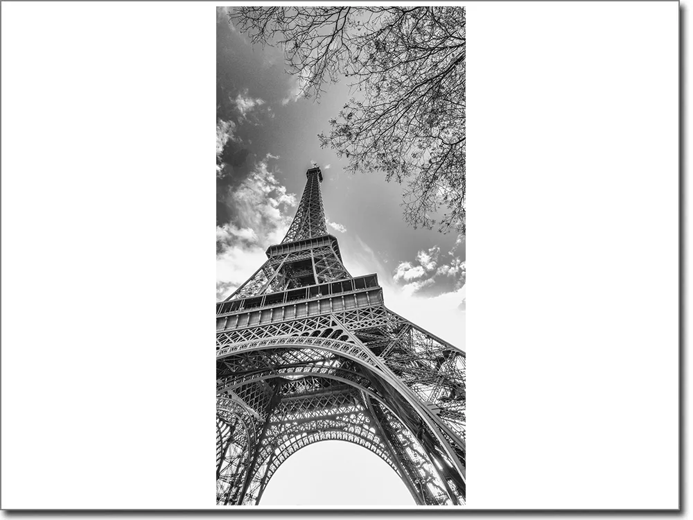 Türfotofolie mit Eiffelturm in Paris in schwarzweiss