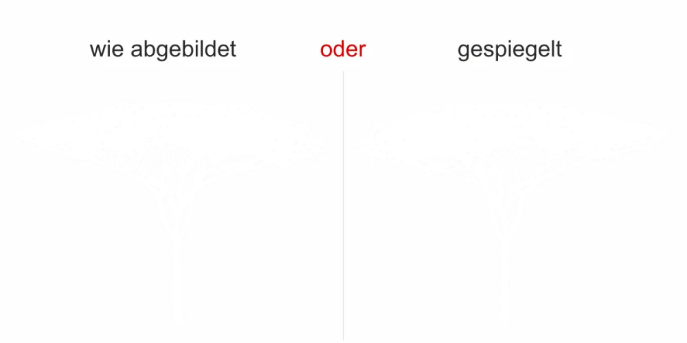 Wandtattoo mit BaumWandtattoo mit Baum - Ansicht Ausrichtung und Farbauswahl