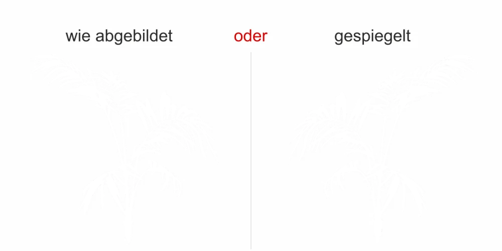 Wandtattoo mit Palmenfächer - Ansicht Ausrichtung und Farbauswahl