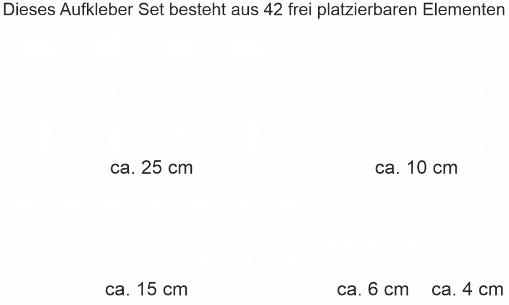 Wandaufkleber Set mit Pusteblume Schirmchen