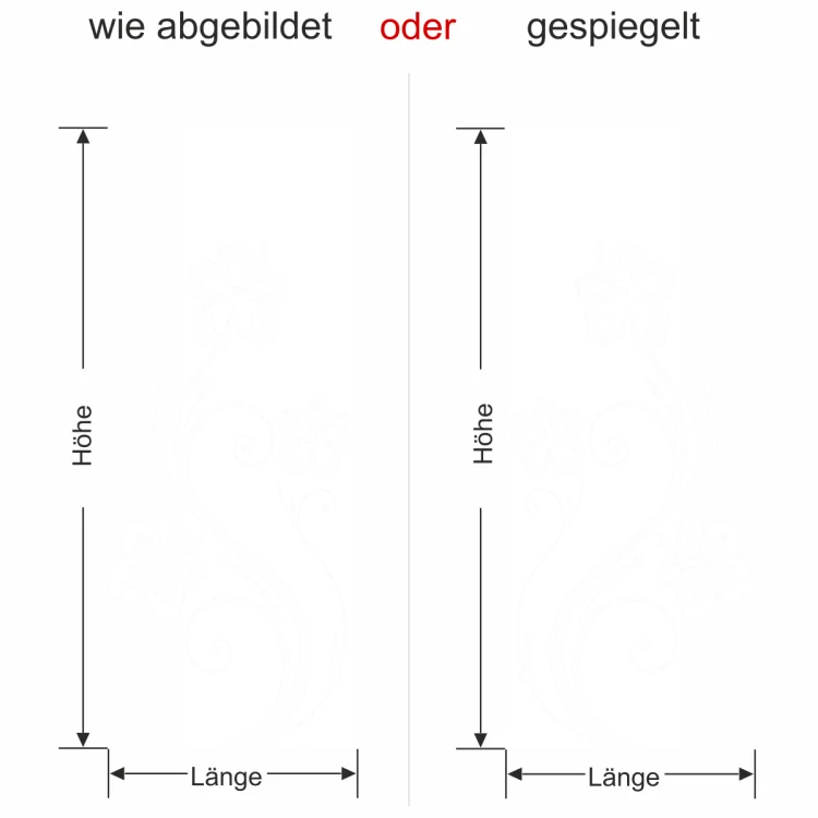 Wandbanner mit Hibiskus - Ansicht Ausrichtung mit Farbauswahl