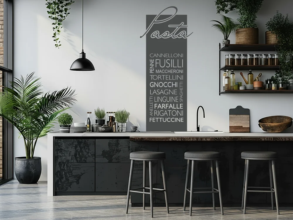 Wandbanner mit verschiedenen Nudelsorten
