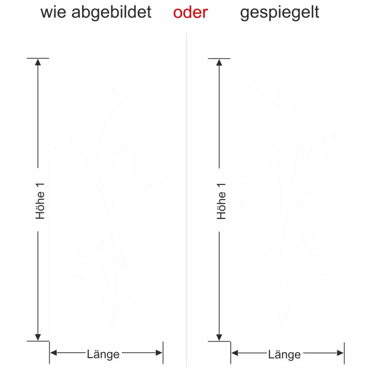 Wandbanner mit dekorativer Pflanze - Ansicht Ausrichtung mit Farbauswahl