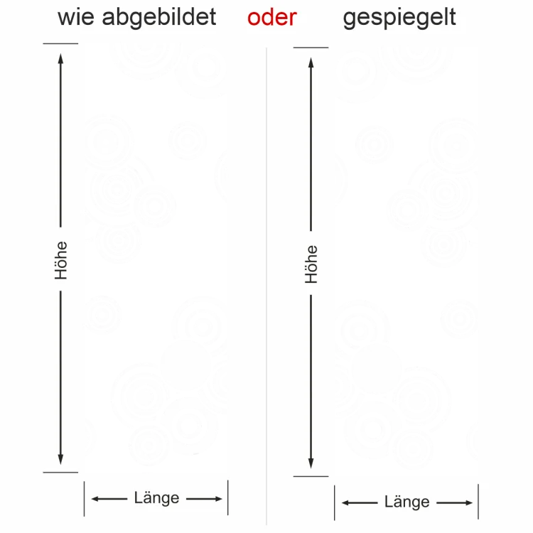 Wandbanner mit Retrokreisen - Ansicht Ausrichtung mit Farbauswahl