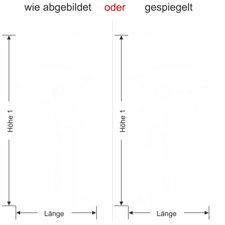 Wandbanner Savannenbaum - Ansicht Ausrichtung mit Farbauswahl