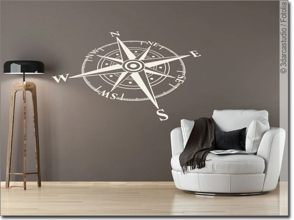 Wandfolie mit stylischem Kompass