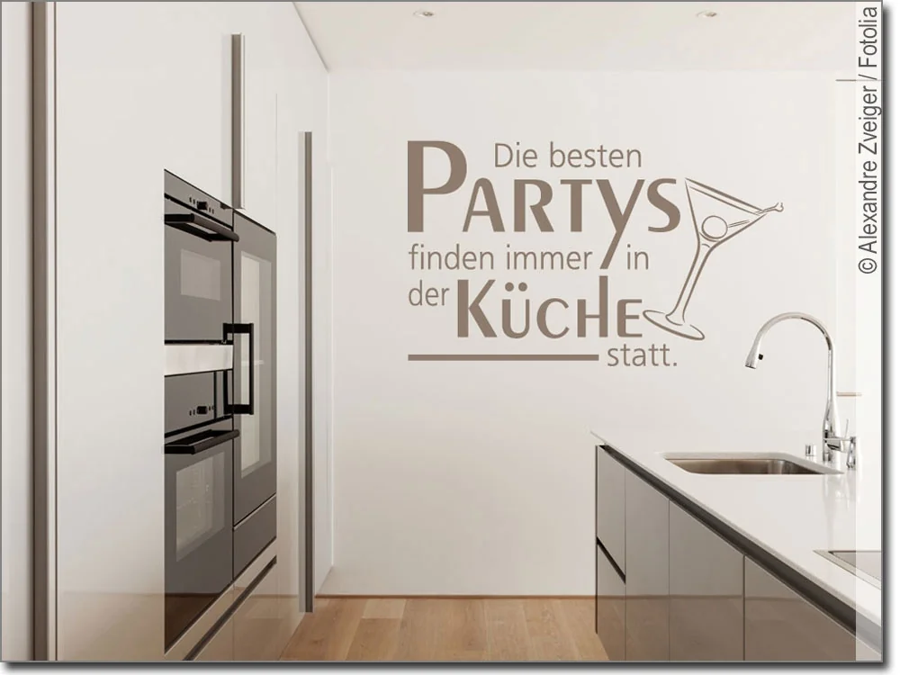 Wandspruch Die besten Partys finden in der Küche statt