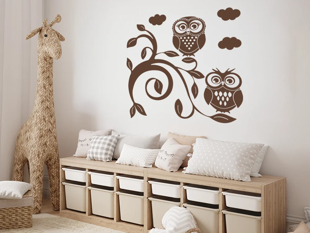 Wandtattoo mit Eulen Ornament