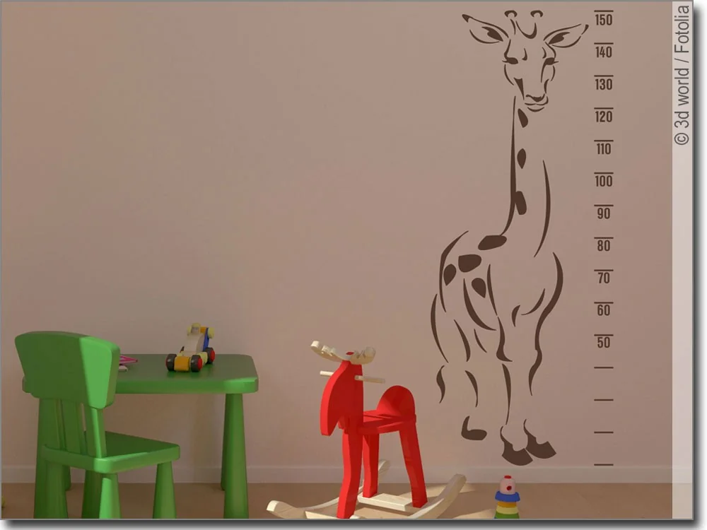 Messlatte mit Giraffe als Wandtattoo für das Kinderzimmer