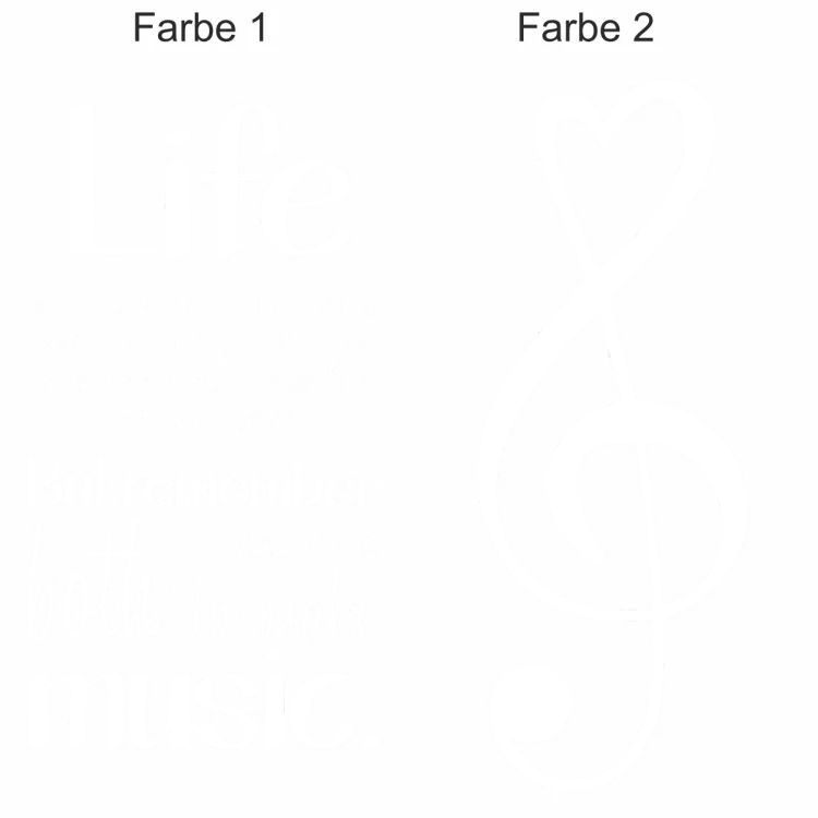 Buntes Wandtattoo mit Spruch Life is like a piano - Ansicht Farbauswahl