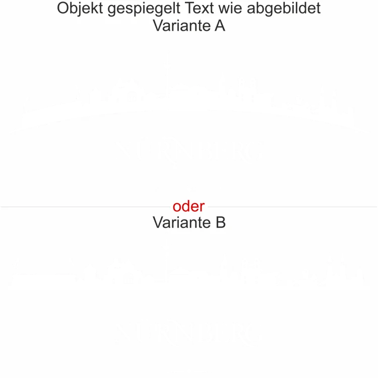 Aufkleber für die Wand mit der Skyline von Nürnberg - Ansicht Ausrichtung und Farbauswahl Aufkleber für die Wand mit der Skyline von Nürnberg - Ansicht Ausrichtung und Farbauswahl