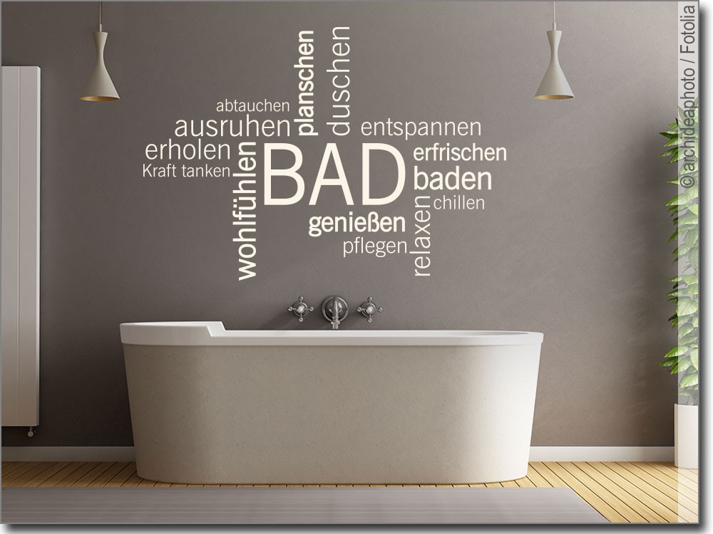 Wandtattoo Bad Verschiedene Wörter zum Thema Wellness