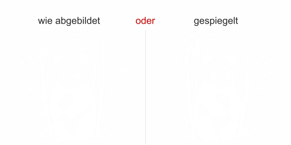 Wandtattoo Bambus mit Pandabär - Ansicht Ausrichtung mit Farbauswahl