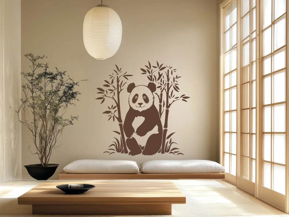 Wandtattoo Bambus mit Pandabär