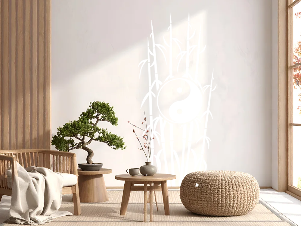 Wandtattoo Bambus mit Yin & Yang