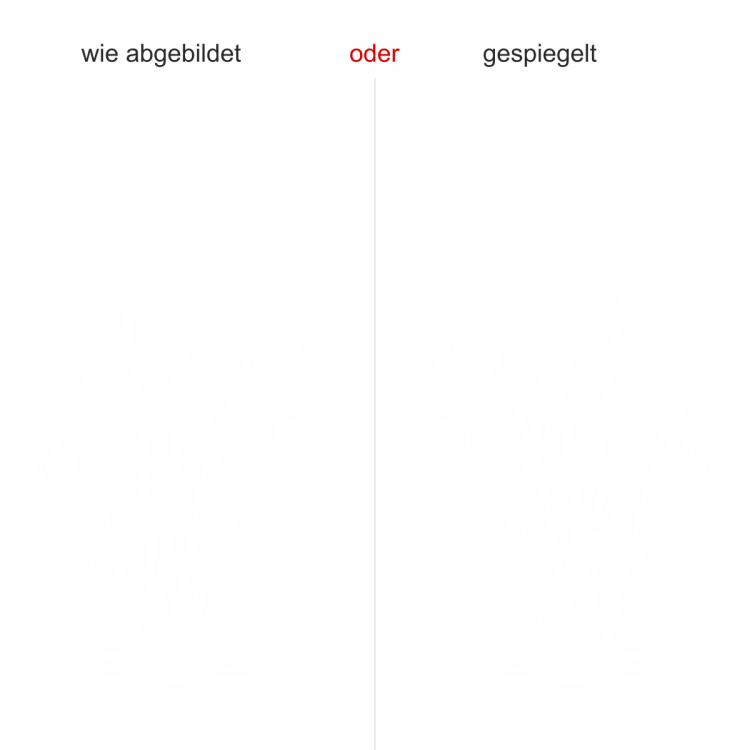 Wandtattoo Bambus und Vögel am Seeufer - Ansicht Ausrichtung mit Farbauswahl Wandtattoo Bambus und Vögel am Seeufer - Ansicht Ausrichtung mit Farbauswahl