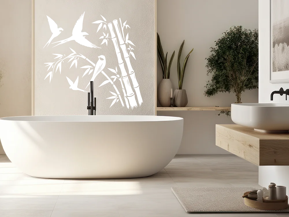 Wandtattoo Bambusrohr mit Vögeln - Ansicht Farbauswahl