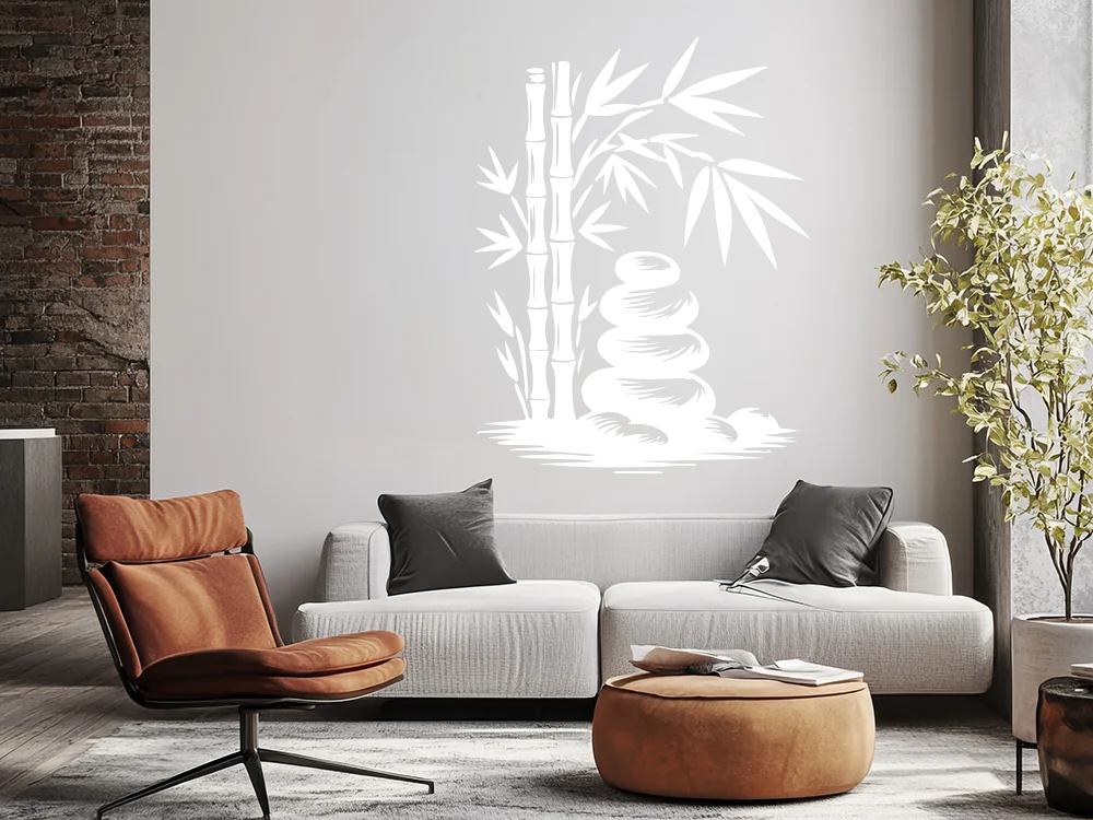 Wandtattoo Bambusstängel mit Zen Steinen - Ansicht Farbauswahl
