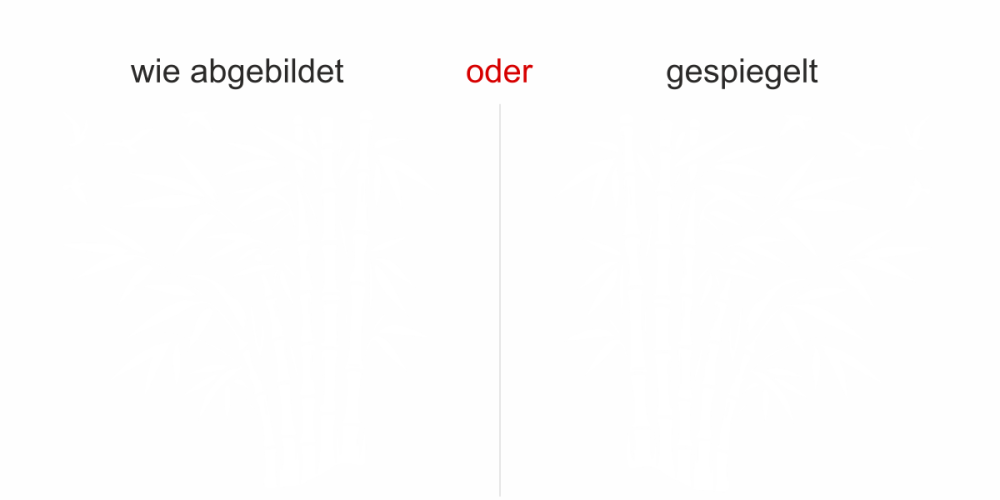 Wandtattoo Bambusstrauch und Vögel - Ansicht Ausrichtung mit Farbauswahl