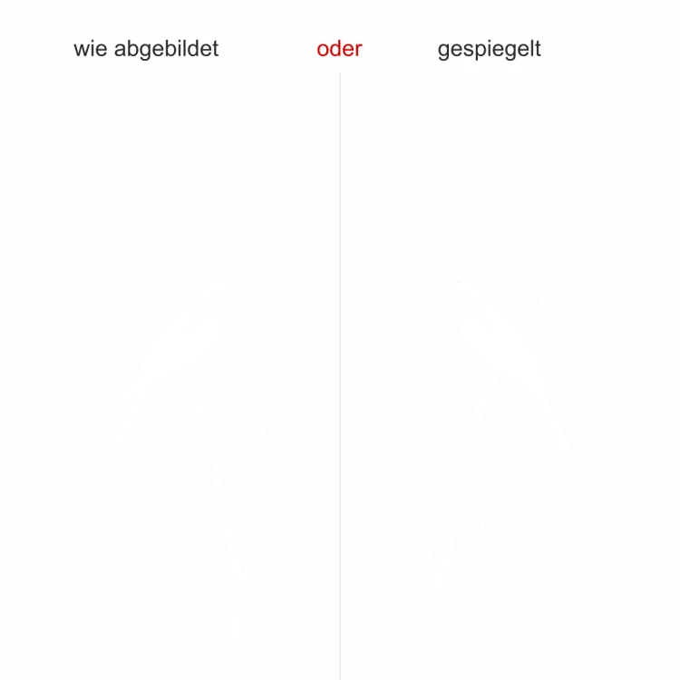 Wandtattoo Bambuszweig mit Vogel - Ansicht Ausrichtung mit Farbauswahl