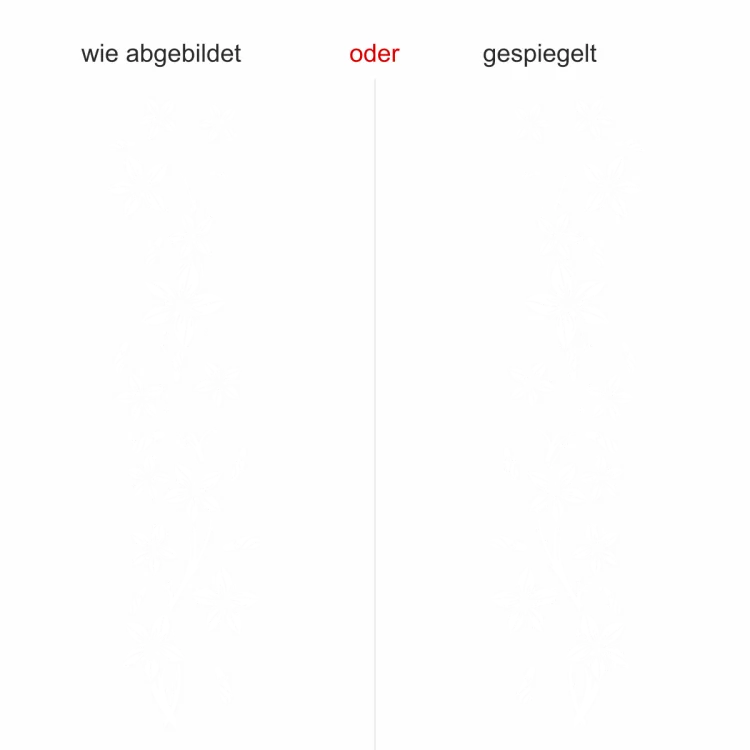 Wandtattoo mit Blütenornament - Ansicht Ausrichtung und Farbauswahl Wandtattoo mit Blütenornament - Ansicht Ausrichtung und Farbauswahl