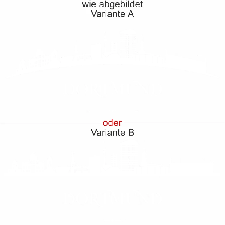 Wandtattoo mit Skyline von Dortmund - Ansicht Ausrichtung mit Farbauswahl und Variante Wandtattoo mit Skyline von Dortmund - Ansicht Ausrichtung mit Farbauswahl und Variante