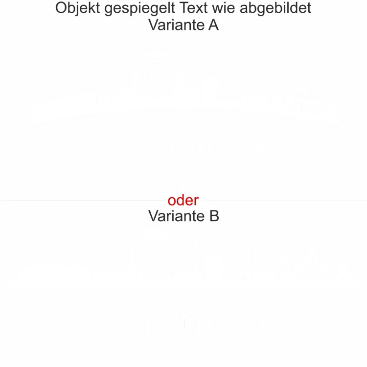 Wandtattoo mit Skyline von Dortmund - Ansicht Ausrichtung mit Farbauswahl und Variante Wandtattoo mit Skyline von Dortmund - Ansicht Ausrichtung mit Farbauswahl und Variante