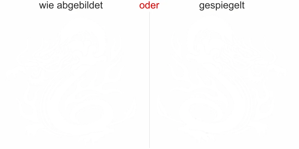 Wandtattoo mit tollem Drachen Fluitare - Ansicht Ausrichtung mit Farbauswahl