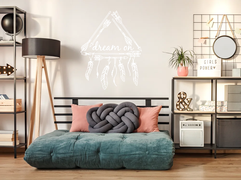 Wandaufkleber Dream on für das Schlafzimmer - Ansicht Ausrichtung und Farbauswahl