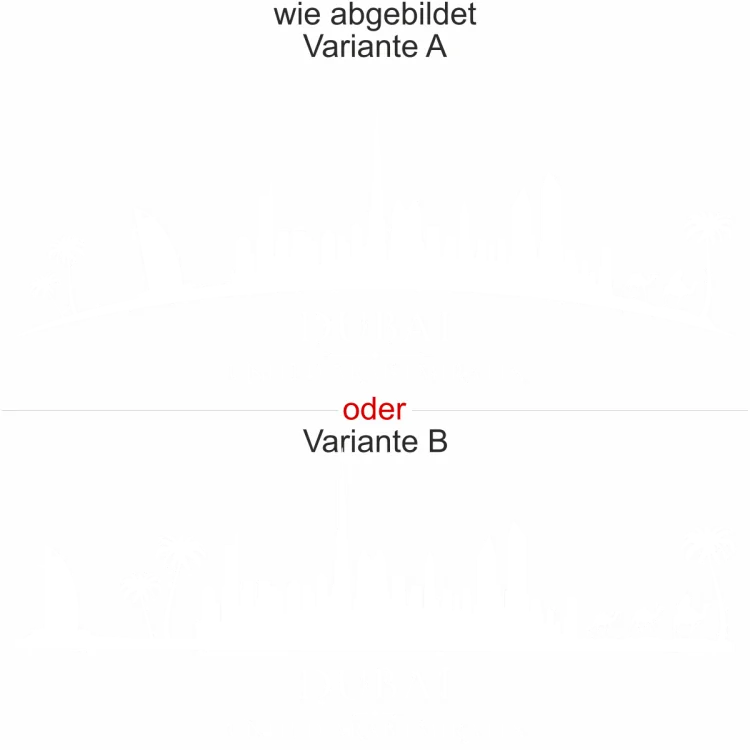 Wandtattoo mit Skyline von Dubai - Ansicht Ausrichtung mit Farbauswahl und Variante Wandtattoo mit Skyline von Dubai - Ansicht Ausrichtung mit Farbauswahl und Variante