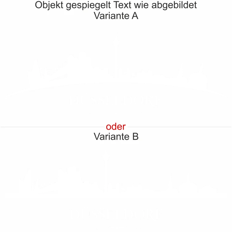Wandtattoo mit Skyline von Düsseldorf - Ansicht Ausrichtung mit Farbauswahl und Variante Wandtattoo mit Skyline von Düsseldorf - Ansicht Ausrichtung mit Farbauswahl und Variante