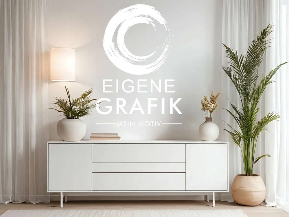 Wandtattoo Eigene Grafik einfarbig auf heller Wand - Ansicht Farbauswahl