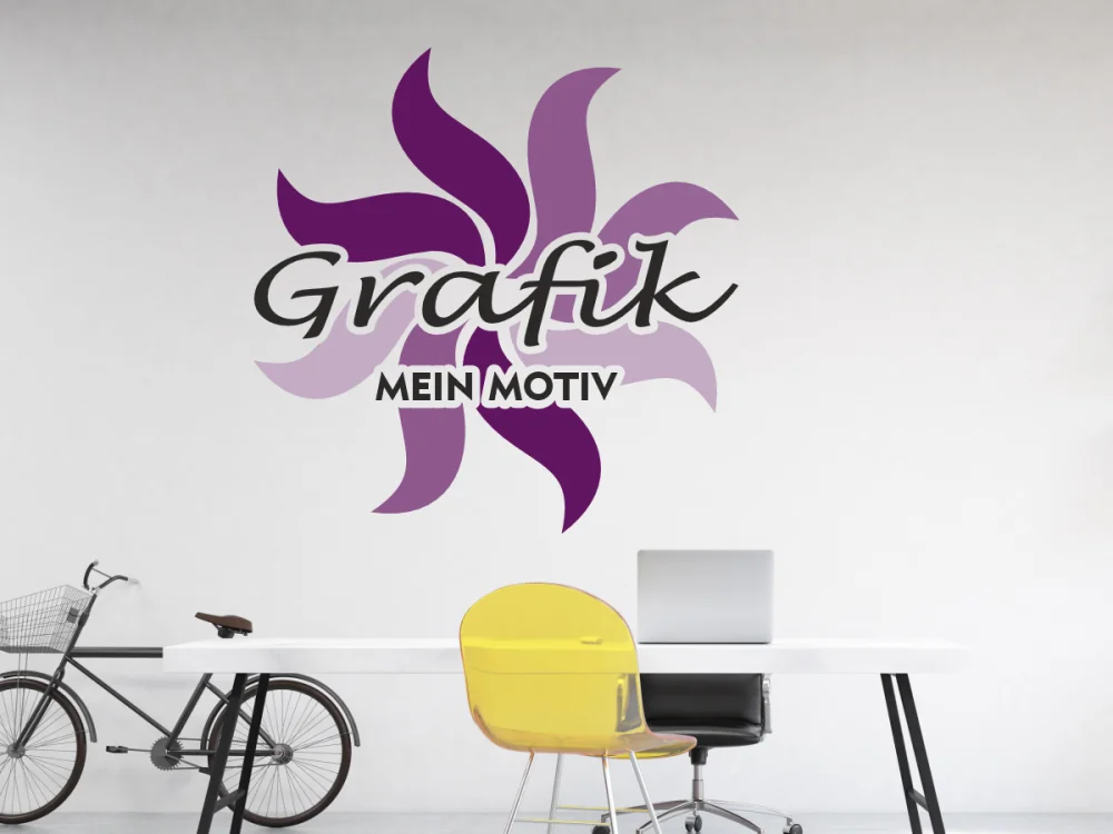 Wandtattoo Eigene Grafik mehrfarbig auf heller Wand