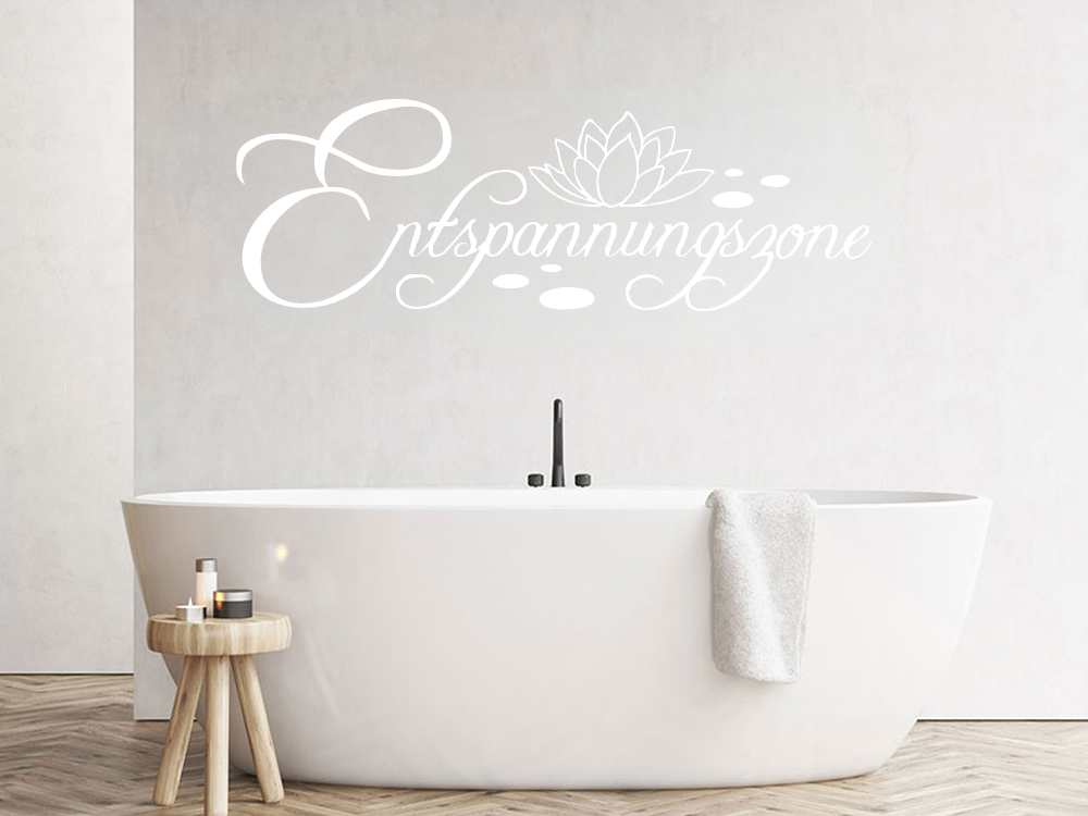 Wandtattoo Entspannungszone über Badewanne