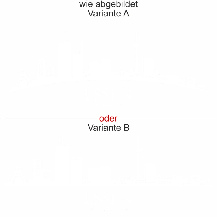 Wandtattoo mit Skyline von Essen - Ansicht Ausrichtung mit Farbauswahl und Variante Wandtattoo mit Skyline von Essen - Ansicht Ausrichtung mit Farbauswahl und Variante