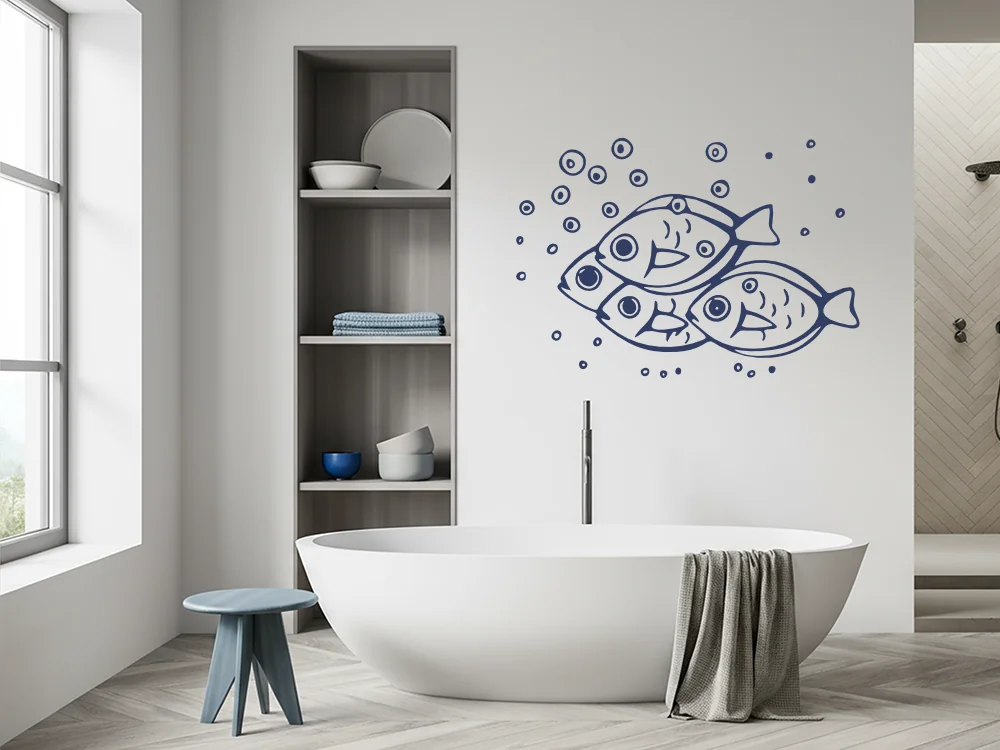 Wandtattoo mit Fischschwarm