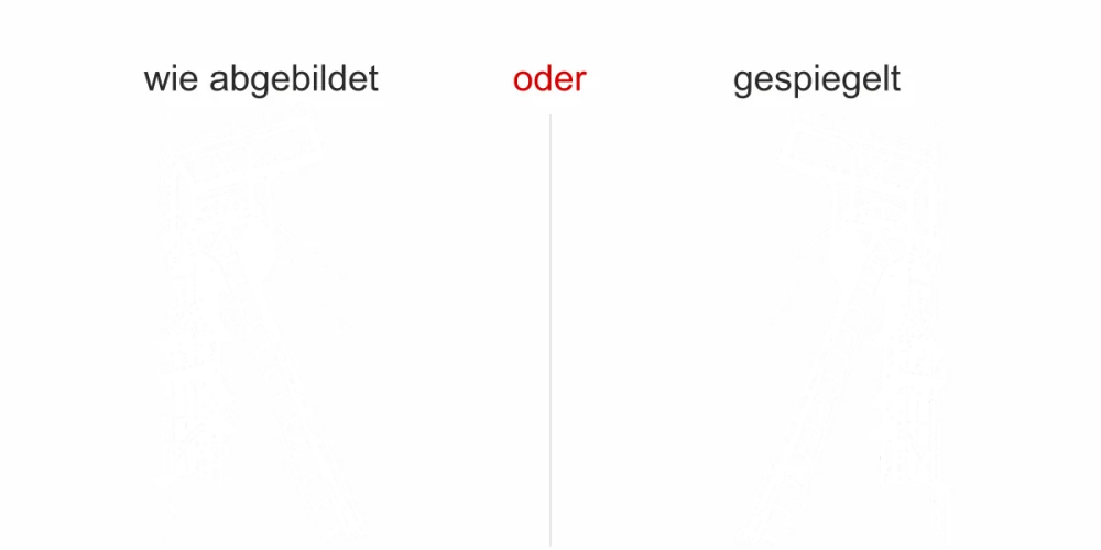 Wandtattoo mit Förderturm - Ansicht Ausrichtung und Farbauswahl Wandtattoo mit Förderturm - Ansicht Ausrichtung und Farbauswahl