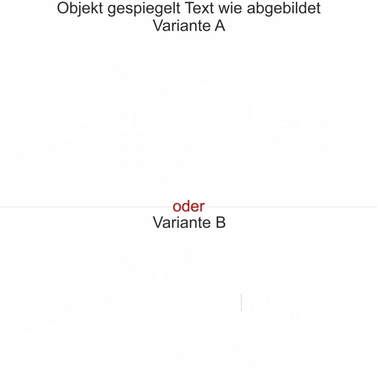 Wandtattoo mit Skyline von Frankfurt - Ansicht Ausrichtung mit Farbauswahl und Variante Wandtattoo mit Skyline von Frankfurt - Ansicht Ausrichtung mit Farbauswahl und Variante