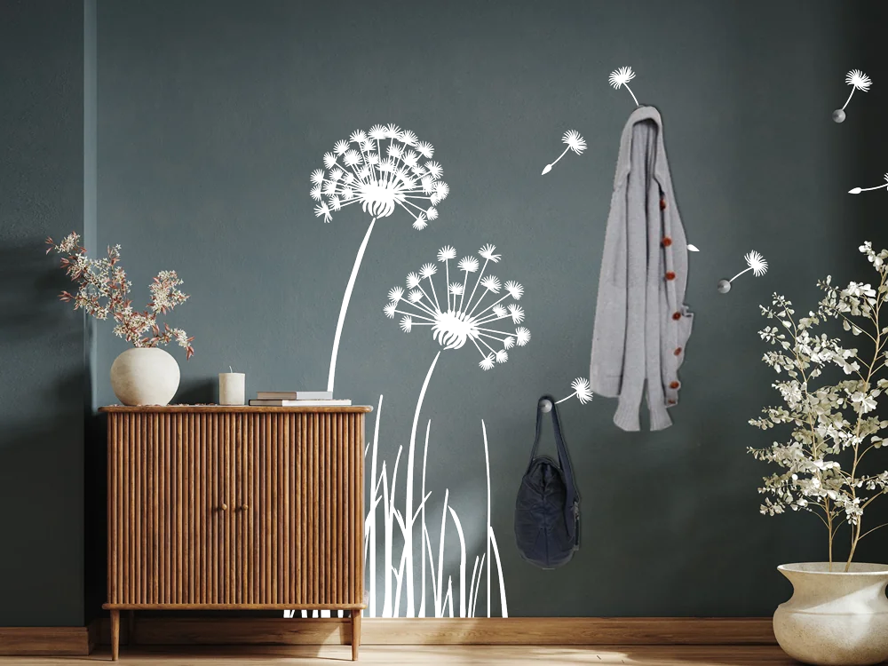 Wandtattoo Garderobe Löwenzahn