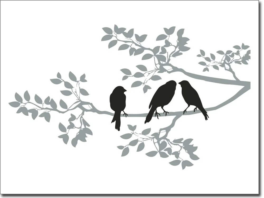 Platzsparende Wandgarderobe Zweig und Vögeln